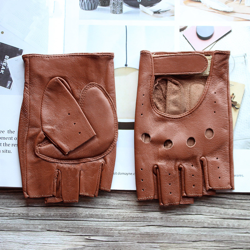 Gants en cuir demi-doigt en pe - Leather Driving Glove avis et prix